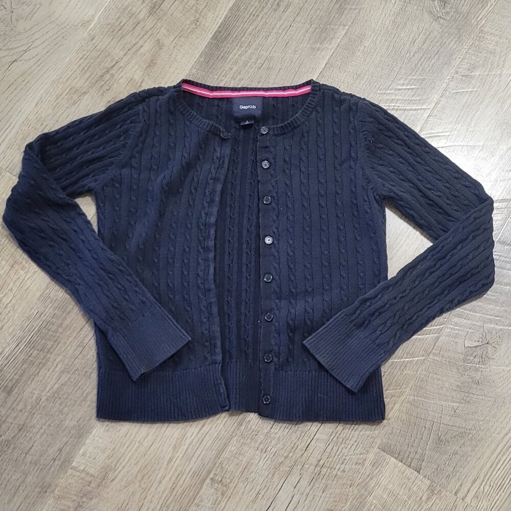 Navy Button Up Cardigan